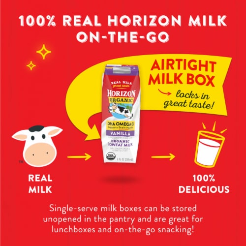 Horizon Organic® DHA Omega-3 Vanilla Lowfat Milk Perspective: right