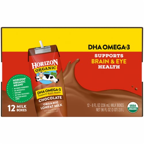 Horizon Organic DHA Omega-3 Lowfat Chocolate Milk Boxes Perspective: right
