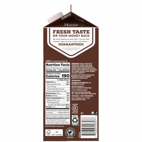 Horizon Organic 2% Reduced Fat High Protein Chocolate Milk Perspective: right