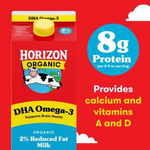 Horizon Organic DHA Omega-3 2% Reduced Fat Half Gallon Perspective: right