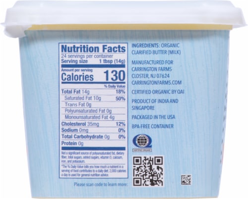 Carrington Farms Organic Grass Fed Ghee Clarified Butter Perspective: right