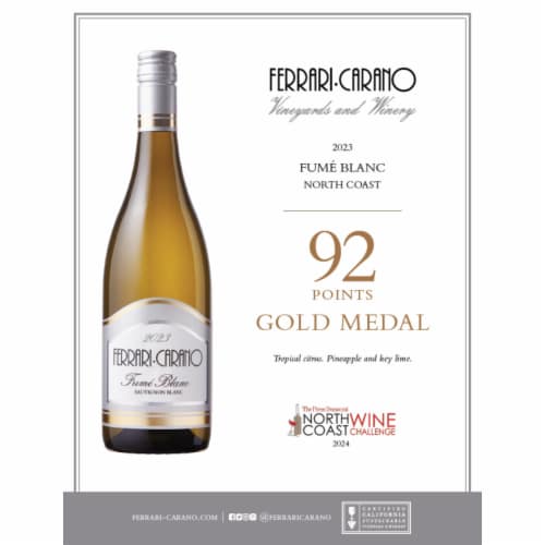 Ferrari Carano Fume Blanc Sauvignon California White Wine Perspective: right