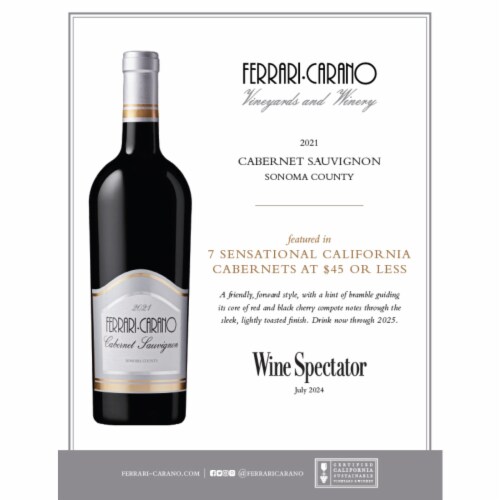 Ferrari Carano Cabernet Sauvignon California Red Wine Perspective: right