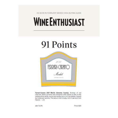 Ferrari Carano Merlot California Red Wine Perspective: right