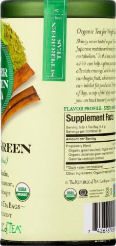 The Republic of Tea® Lean Green Super Green Tea Bags Perspective: right