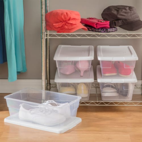 Sterilite 16 Quart Clear Plastic Tote Box Storage with Lid - Durable, Stackable Organizer for Clothes, Shoes, Pantry - Classroom & Supply Organization