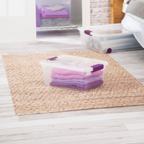 Sterilite 15qt Clear View Storage Bin with Latch Purple