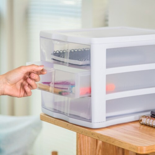 Sterilite Clear Plastic Stackable Small 3 Drawer Storage System, White, (6  Pack), 1 Piece - Kroger