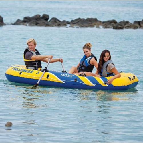 Intex Challenger 3 Boat 2 Person Raft & Oar Set Inflatable with