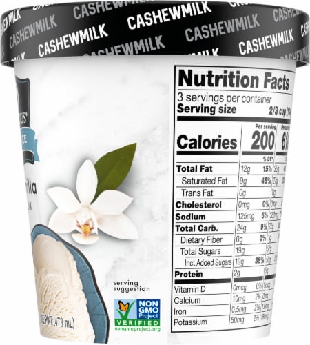 So Delicious Dairy Free Very Vanilla Cashew Milk Frozen Dessert Carton Perspective: right