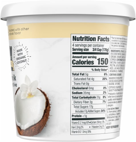 So Delicious Dairy Free Vanilla Coconut Milk Yogurt Cup Perspective: right