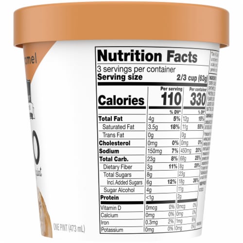 SO Delicious® Dairy Free Salted Caramel Frozen Dessert Pint Perspective: right