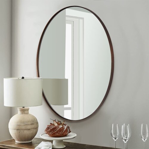 ANDY STAR Modern 22 x 30 Inch Oval Wall Hanging Bathroom Mirror, Brushed Bronze Perspective: right