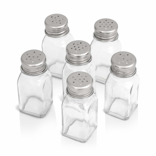 WHOLE HOUSEWARES | 2X3.5inch Stainless Steel Salt & Pepper Shakers Set | 3-Piece Pack Perspective: right
