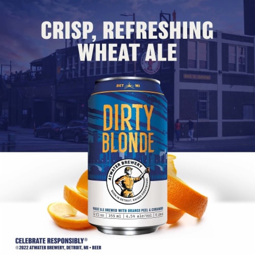 Atwater Dirty Blonde Wheat Beer Cans Perspective: right