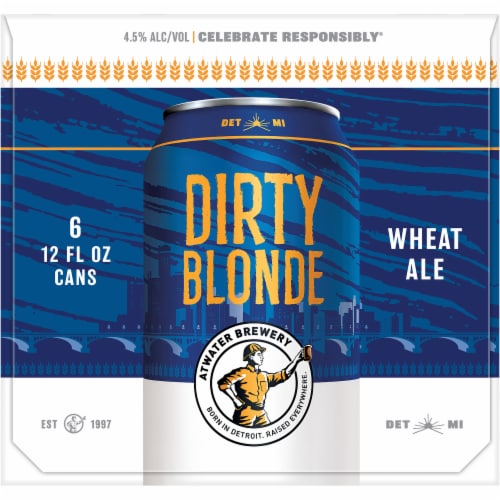 Atwater Dirty Blonde Wheat Beer Cans Perspective: right