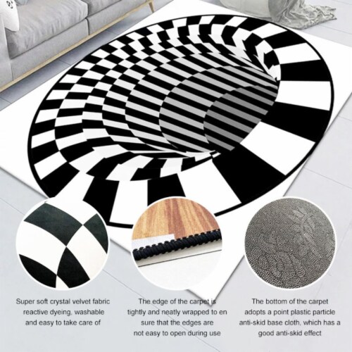 3D Clown Trap Visual Carpet, Living Room Bedroom Floor Mat, Halloween Horror Carpet Perspective: right