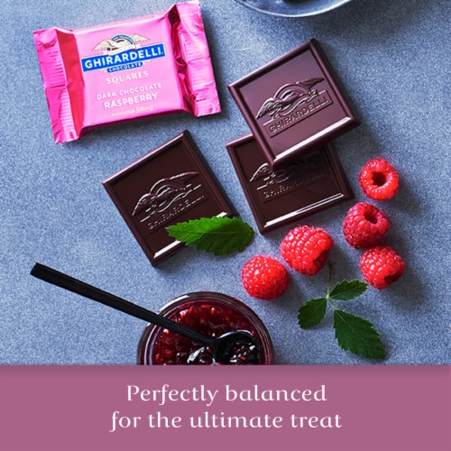 Ghirardelli® Dark Chocolate Raspberry Squares Perspective: right