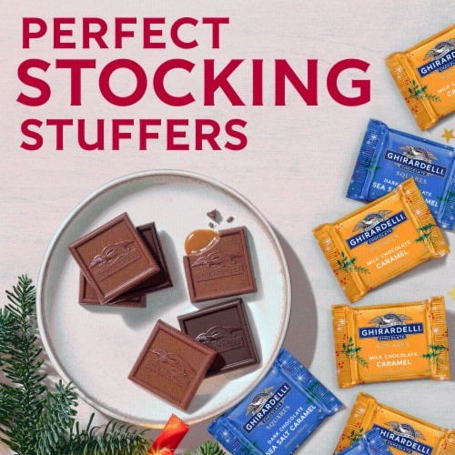 Ghirardelli® Milk Chocolate Caramel Squares Candy Bag Perspective: right