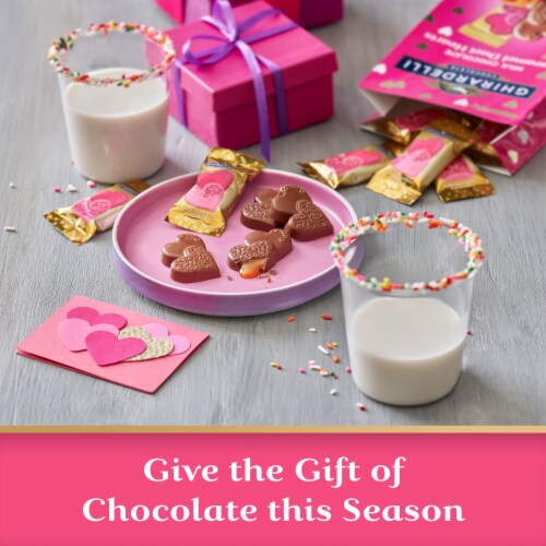 Ghirardelli® Milk Chocolate Caramel Duet Hearts Valentine Candy Perspective: right