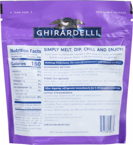 Ghirardelli® Milk Chocolate Flavored Melting Wafers Perspective: right