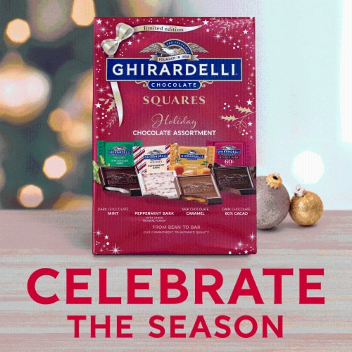 Ghirardelli® Squares Chocolate Assortment Squares Holiday Candy Pouch Perspective: right