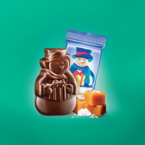 Ghirardelli® Holiday Dark Chocolate Sea Salt Caramel Snowmen Perspective: right