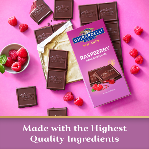 Ghirardelli® Raspberry Filled Dark Chocolate Squares Perspective: right