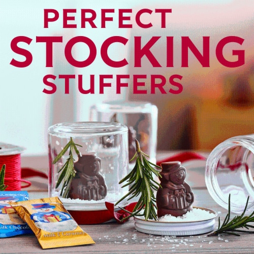 Ghiradelli® Milk Chocolate Caramel Snowmen Holiday Candy Perspective: right