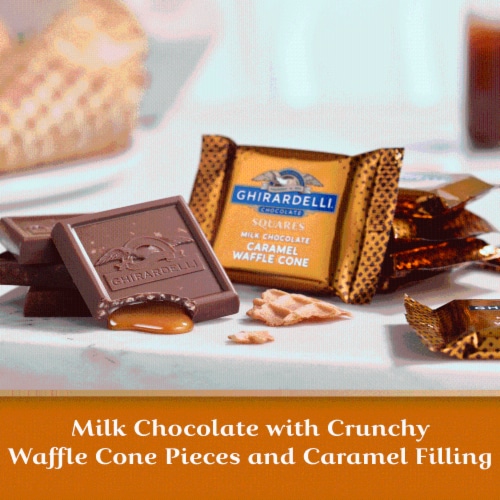 Ghirardelli® Milk Chocolate Caramel Waffle Cone Squares Bag Perspective: right
