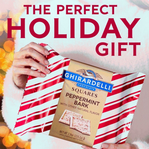 Ghirardelli® Peppermint Bark Squares Candy Bag Perspective: right