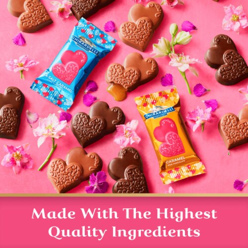 Ghirardelli® Chocolate Caramel Hearts Valentine Candy Box Perspective: right
