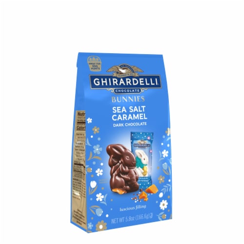Ghirardelli® Dark Chocolate Sea Salt Caramel Bunnies Easter Candy Bag Perspective: right