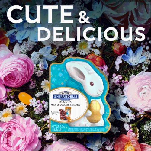 Ghiardelli® Caramel Milk Chocolate Bunnies Gift Perspective: right
