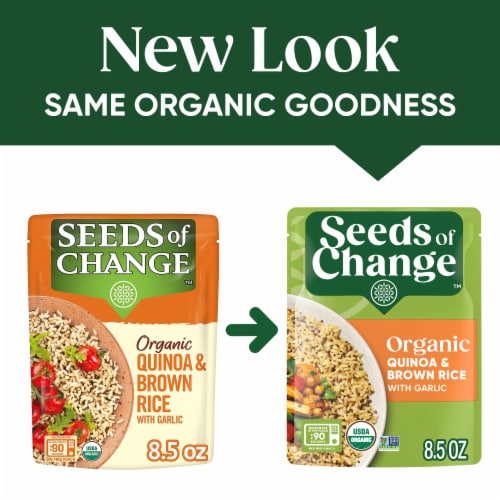 Seeds of Change Organic Quinoa & Brown Rice with Garlic, Organic Food, 8.5 oz Pouch Perspective: right