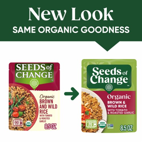 Seeds of Change Organic Brown and Wild Rice with Tomato & Roasted Garlic, Organic Food, 8.5 oz Pouch Perspective: right