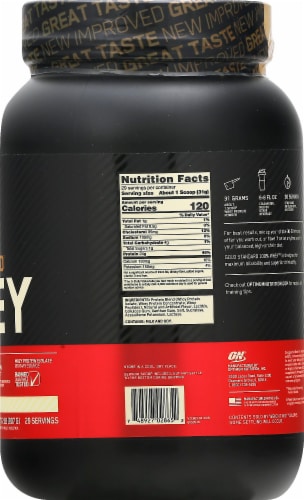 Optimum Nutrition Gold Standard 100% Whey Vanilla Ice Cream Protein Powder Perspective: right