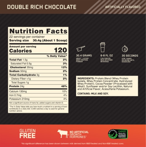 Optimum Nutrition Gold Standard Whey Double Rich Chocolate Protein Powder Perspective: right