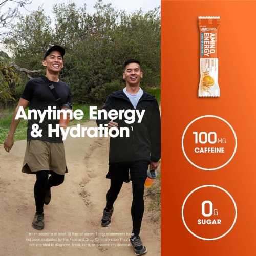 Optimum Nutrition Amino Energy Tangerine Wave Stick Packs Perspective: right
