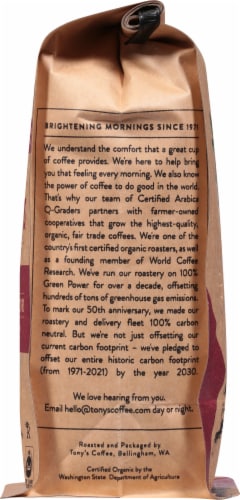 Tony's Coffee Espresso Noir Dark Roast Organic Whole Bean Coffee Perspective: right