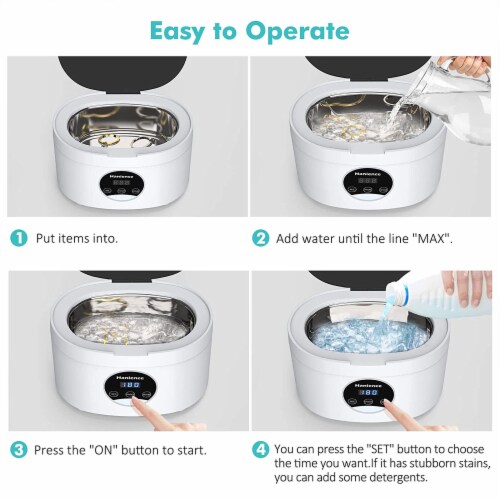 Hanience Ultrasonic 600 MI Portable Professional Jewelry Cleaner with 5 Timers Perspective: right