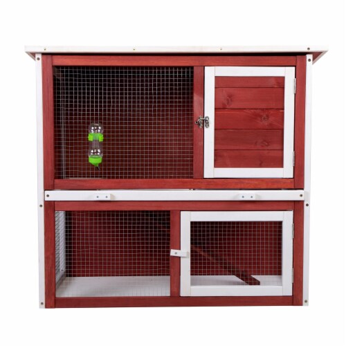 FX070 - Outdoor Animals Wooden Rabbit Hutch with Pull Out Tray Perspective: right