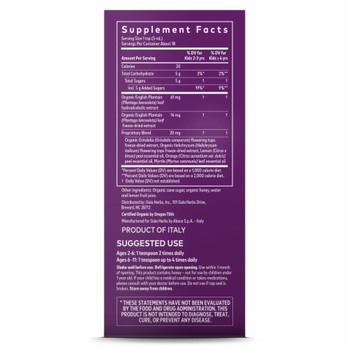 Gaia® Herbs Organic Kids Bronchial Wellness Syrup Perspective: right