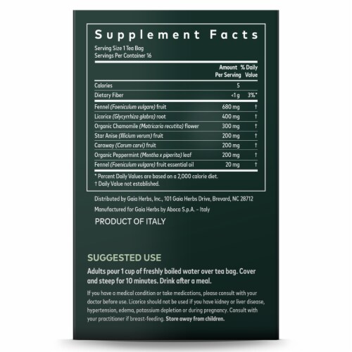 Gaia Herbs  Gas & Bloating Herbal Tea Perspective: right