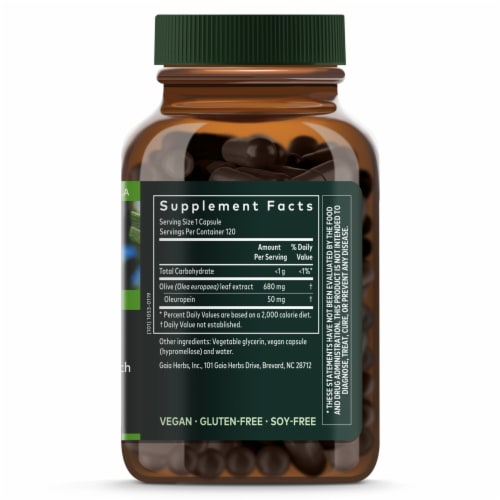 Gaia Herbs® Immune Support Olive Leaf Vegan Liquid Phyto-Caps Herbal Supplement Perspective: right