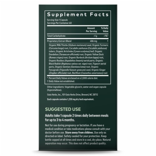Gaia Herbs Liver Cleanse Vegan Liquid Phyto-Caps Perspective: right