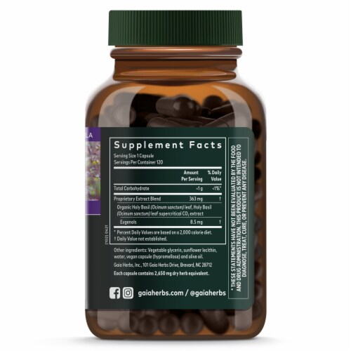 Gaia Herbs® Holy Basil Leaf Vegan Liquid Phyto-Caps Perspective: right