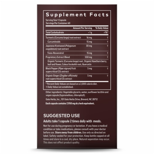 Gaia® Herbs Turmeric Supreme Heart Health Vegan Liquid Phyto-Caps Perspective: right