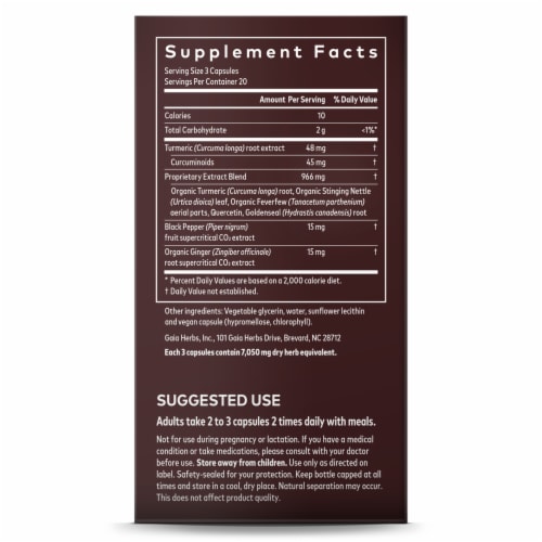Gaia Herbs Turmeric Supreme Allergy Liquid Phyto-Caps Perspective: right