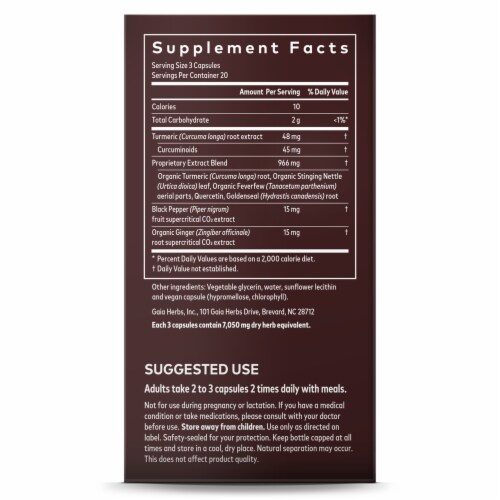 Gaia Herbs Turmeric Supreme Allergy Liquid Phyto-Caps Perspective: right
